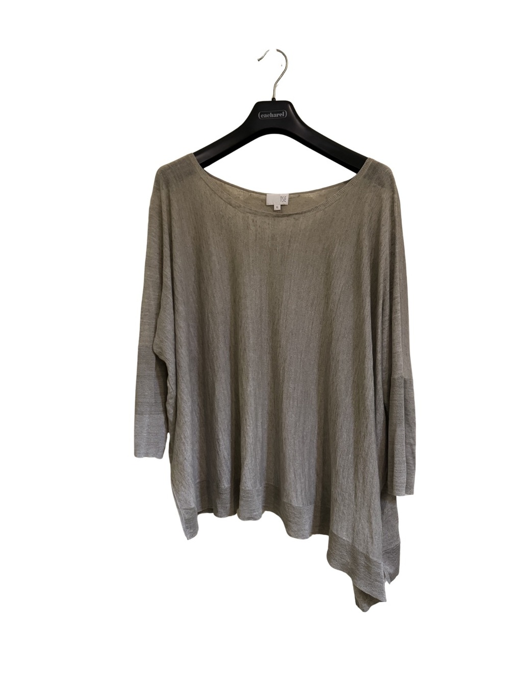 TSE Asymmetrical Lightweight Knit Top in Light Olive Gray